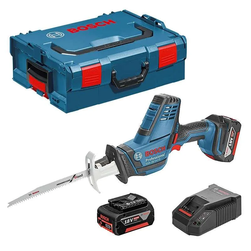 Bosch gsa 18 v-li c - con 2 baterías 5,0 ah, cargador, maletín + 3 hojas de sierra - 06016a5002