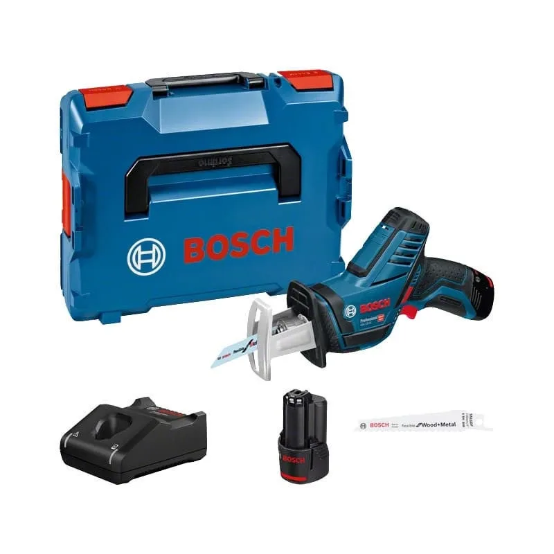 Bosch gsa 12v-14 scie sabre sans fil 12 v + 2 x batteries 3,0ah + chargeur rapide + coffret de transport l-boxx ( 060164l976 )