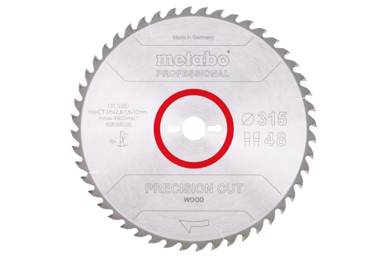 Metabo 628056000 hoja sierra metal duro hw ct precision cut 315x30 mm dientes 48 di