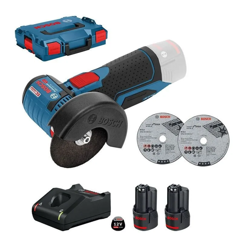 Meuleuse bosch gws 12-76 ec - 2 batteries 12v 2.5ah + chargeur + coffret + 2 disques - 06019f2002