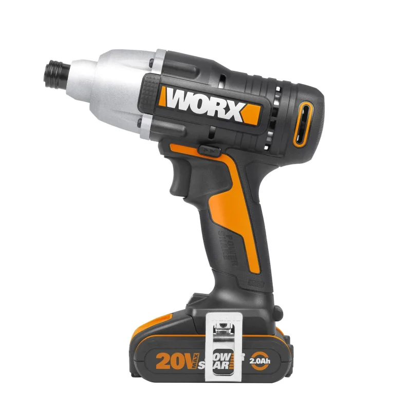 Atornillador de impacto a batería worx 20v - 1 bateria - una batería de 20v y 2ah, un cargador 1 hora, una doble punta y un maletín de transporte