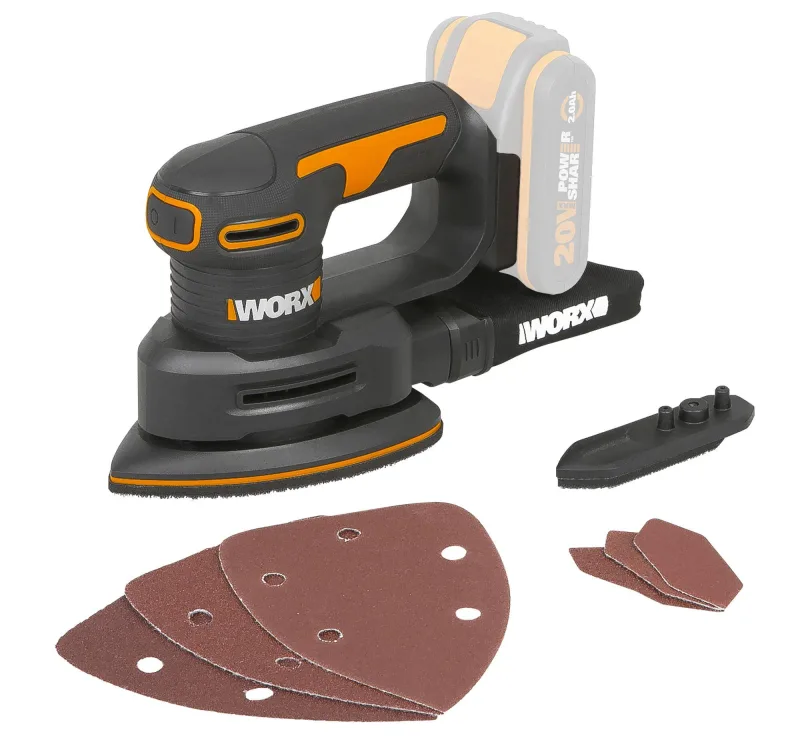 Multilijadora worx wx822.9 20v + lijas. sin batería ni cargador