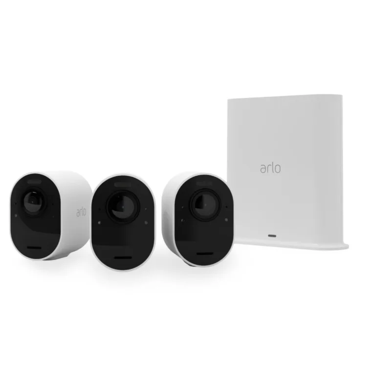Cámaras de vigilancia inalámbricas arlo ultra 2 (paquete de 3) - blanco - 4k - batería de 6 meses - campo de visión de 180°
