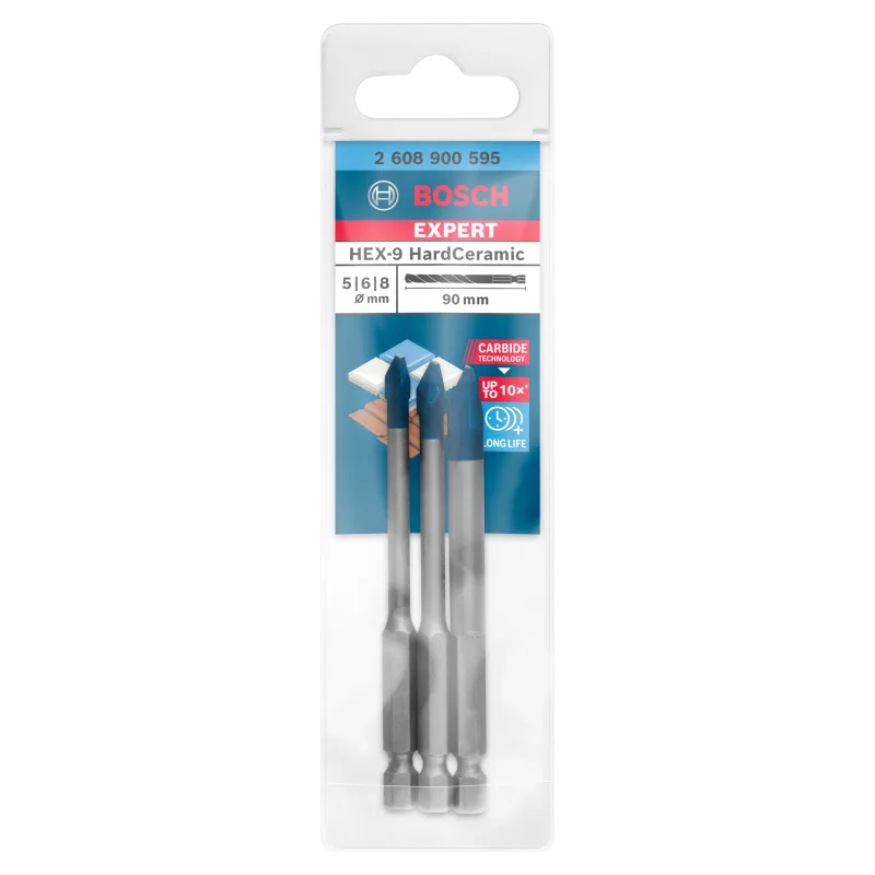 Pack de 3 brocas hex-9 de 5/6/8 mm bosch hard ceramic