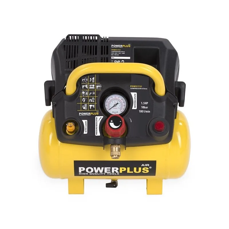 Powerplus powx1721 compresor de aire 1100w 6l sin aceite