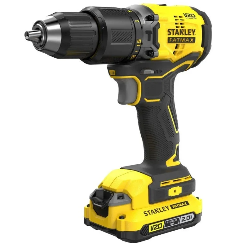 Stanley sfmcd715d2f-qw - kit: taladro percutor brushless v20 li-ion 18v 2x 2.0 ah + set de 50 piezas + caja
