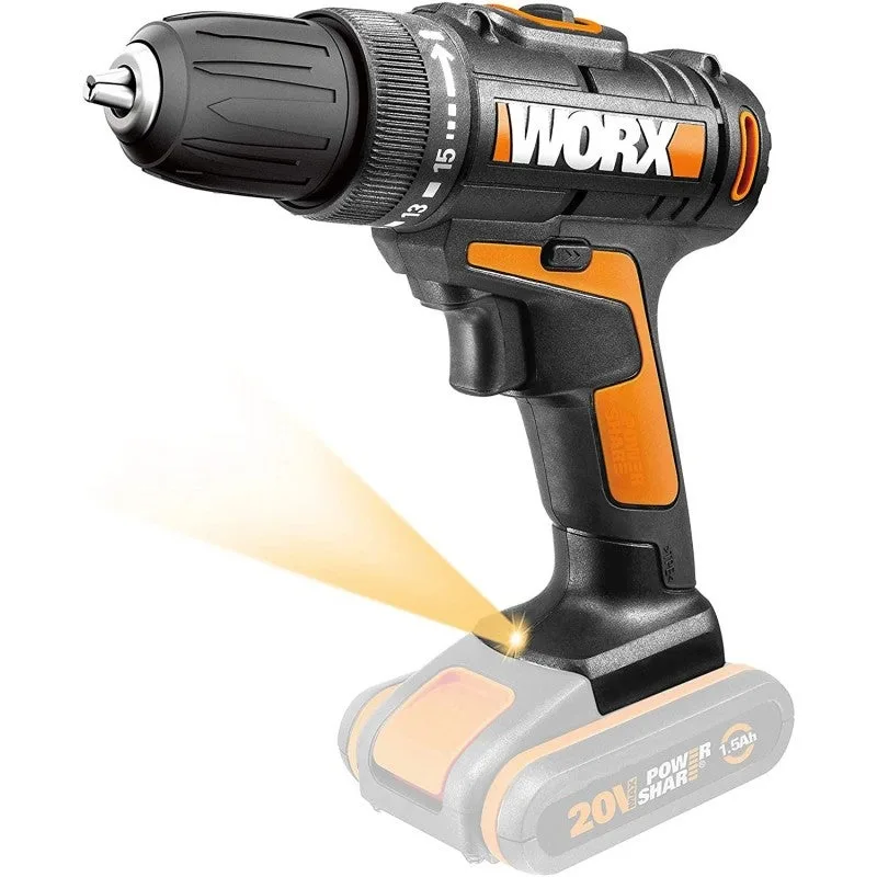 Taladro/atornillador inalámbrico worx wx101.9 de 20 v (solo cuerpo)