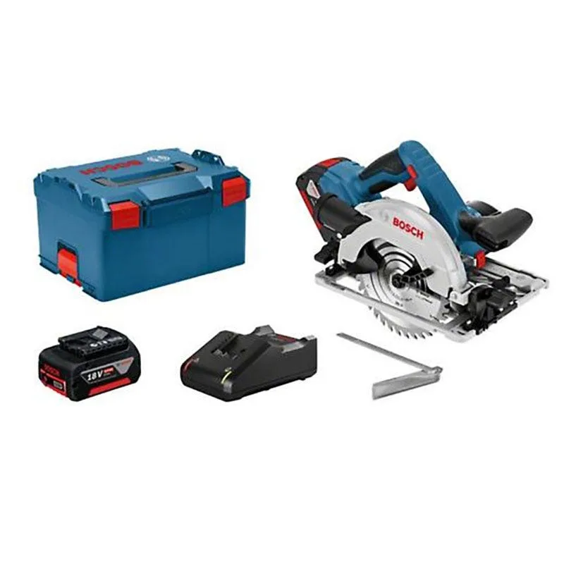 Gks 18v-57 g sierra circular para madera bosch - 2 baterías + cargador - en l-boxx - accesorios - 06016a2106