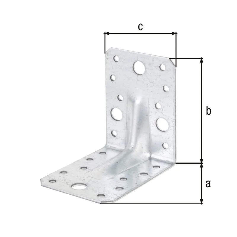 Alberts 330552 squadretta di giunzione angolare rinforzata con nervatura di rinforzo, acciaio, 90 x 90 x 65 mm / 25 pz