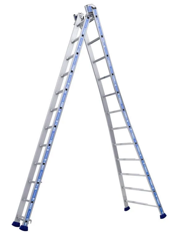 Tubesca - escalera transformable 2 planos 12+12 peldaños altura máxima de acceso 6,90m - platinio