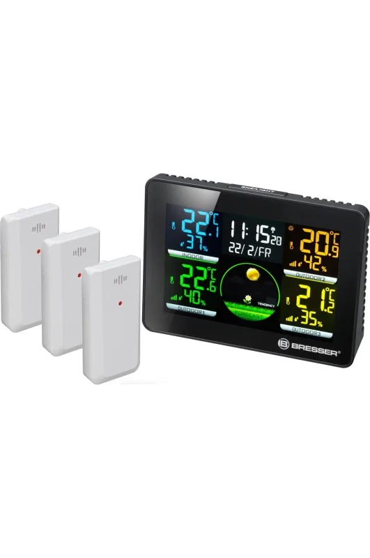 Estacion termómetro/higrómetro bresser con 3 sensores exteriores