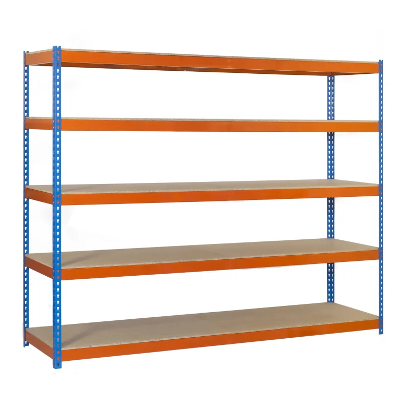 Estantería en kit de 200x180x60cm de carga máx. 400 kg por balda color azul/naranja/madera