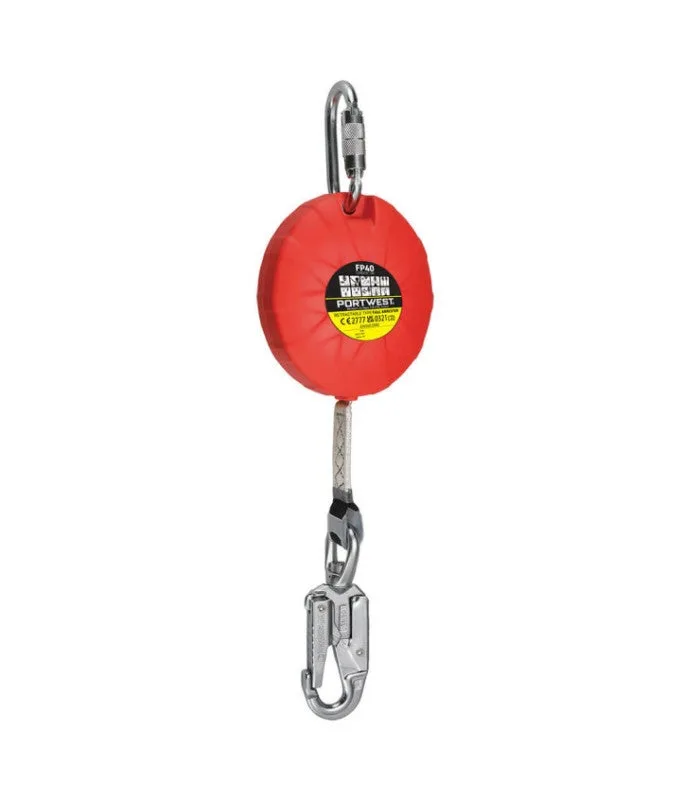 Dispositivo anticaídas retráctil de cincha con línea de vida de 3m portwest fp40