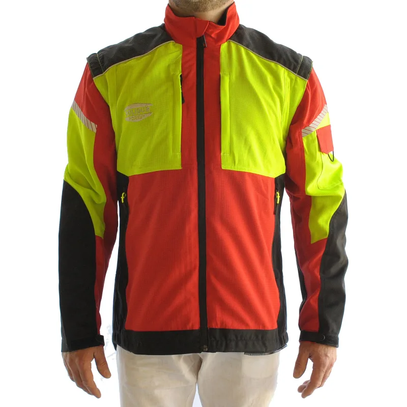 Veste de travail rouge infinity en stretch avec manches amovibles - solidur - invere-xl