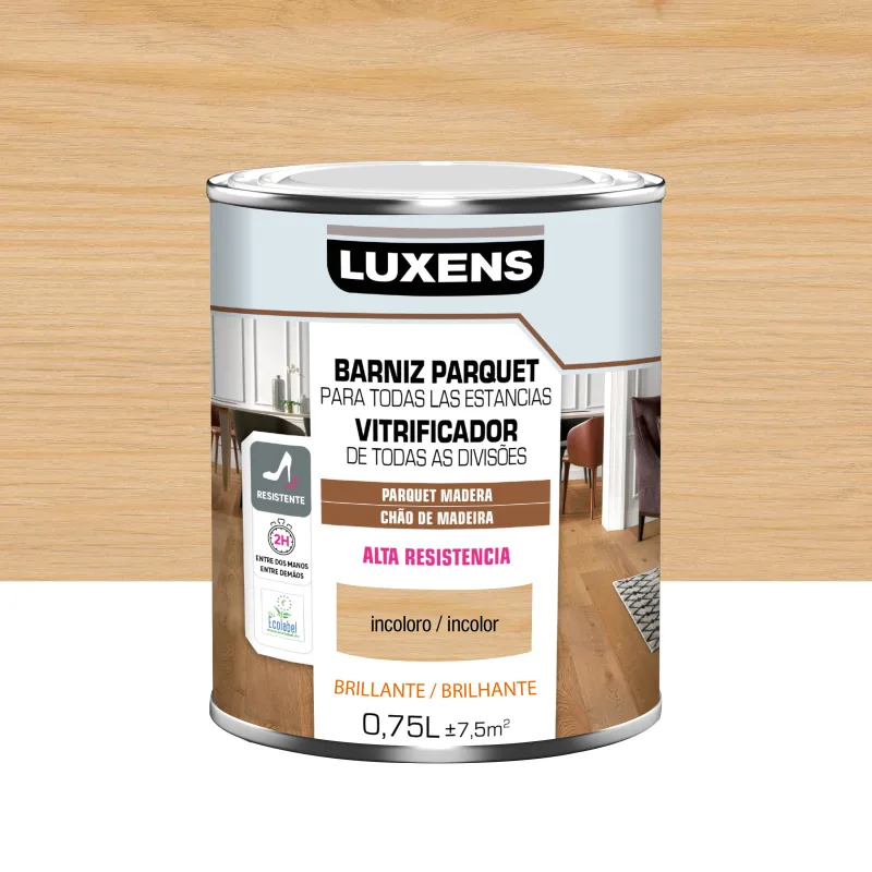 Barniz al agua parquet brillante luxens 750ml incoloro