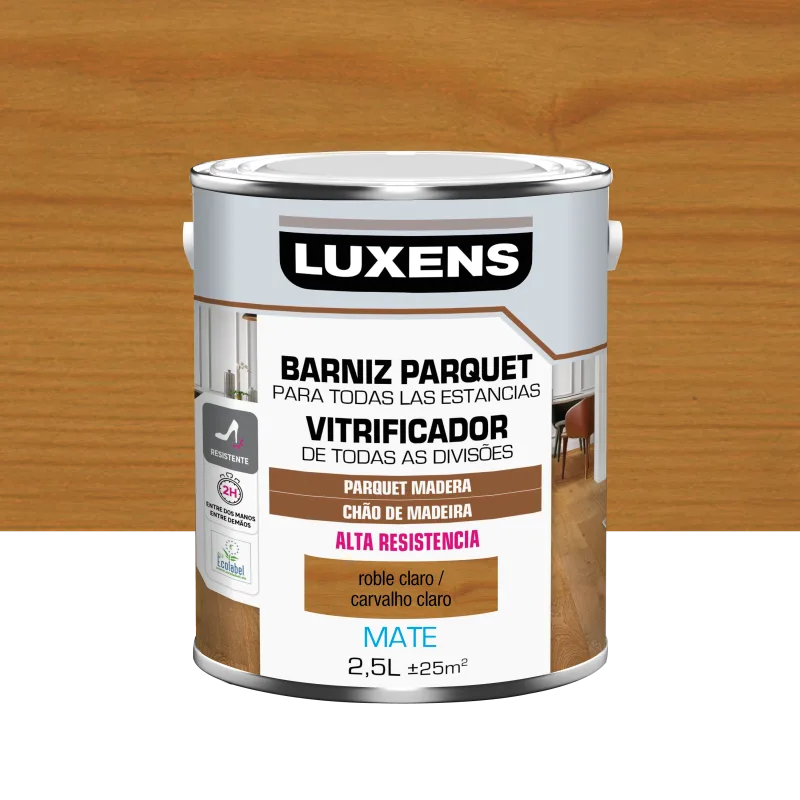 Barniz al agua parquet mate luxens 2.5l roble claro