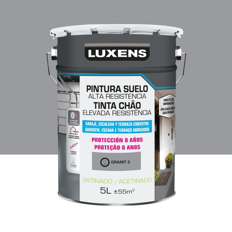 Pintura suelo color granit 3 para garajes, terrazas, suelos de hormigón, azulejos luxens satinado 5l base agua