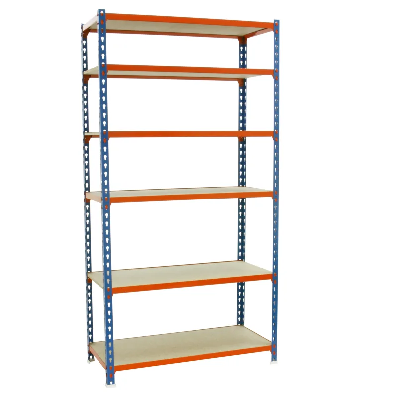 Estantería en kit de 250x100x50 cm de carga máx. 150 kg por balda color azul/naranja/madera