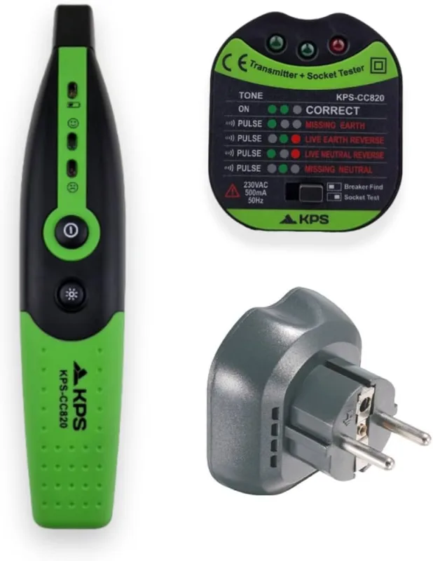 Comprobador de enchufes y localizador de protecciones kps-cc820