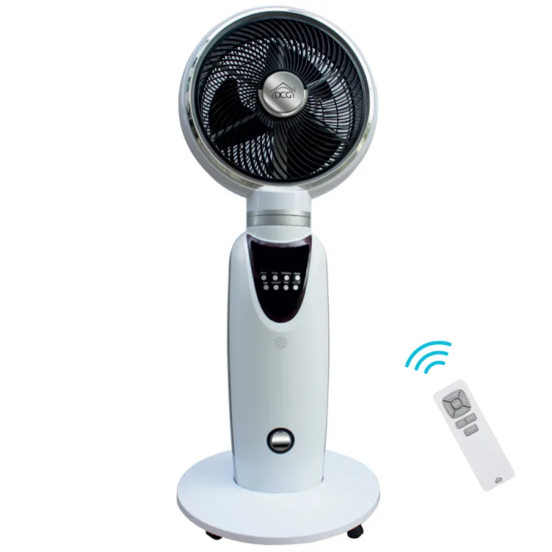 Ventilador de pedestal nebulizador ionizador, antimosquitos con mando a distancia 3 lt, temporizador de 3 velocidades, oscilante 90 w, 122 cm