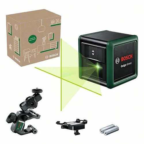 Bosch laser lignes bosch - quigo green (livré avec 2 piles, une pince universelle mm2 et 1 adaptation de fixation)