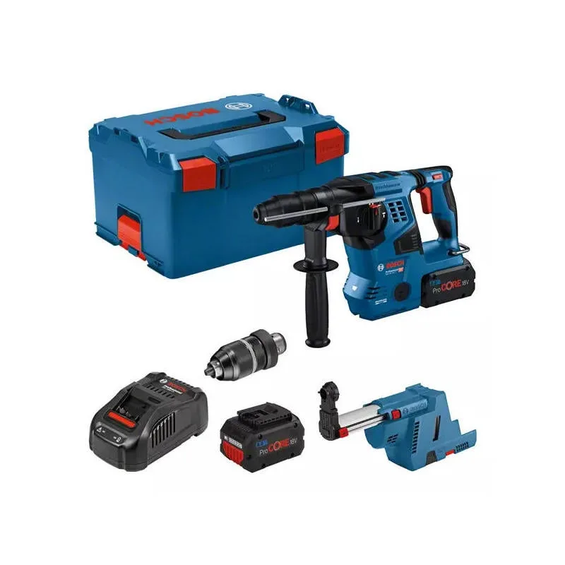 Bosch professional taladro percutor a batería gbh 18v-28 cf professional, con gde 18v-16 azul/negro, 2x batería procore18v 8,0ah