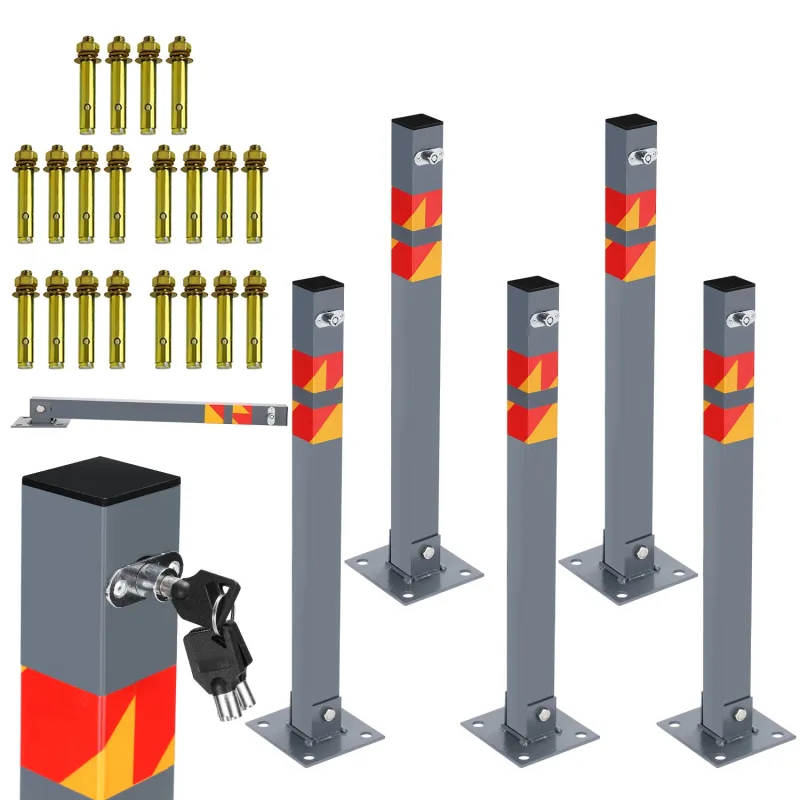 Barrera de aparcamiento 5 uds. barrera de aparcamiento barrera de aparcamiento inmovilizable basculante pilona de aparcamiento