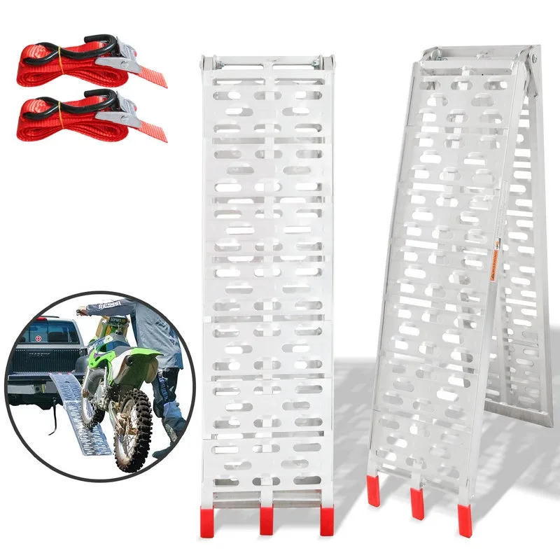 Juego de 2 rampa de carga de aluminio rampa de acceso rampa para silla de ruedas plegable y antideslizante para motocicletas de hasta 680kg