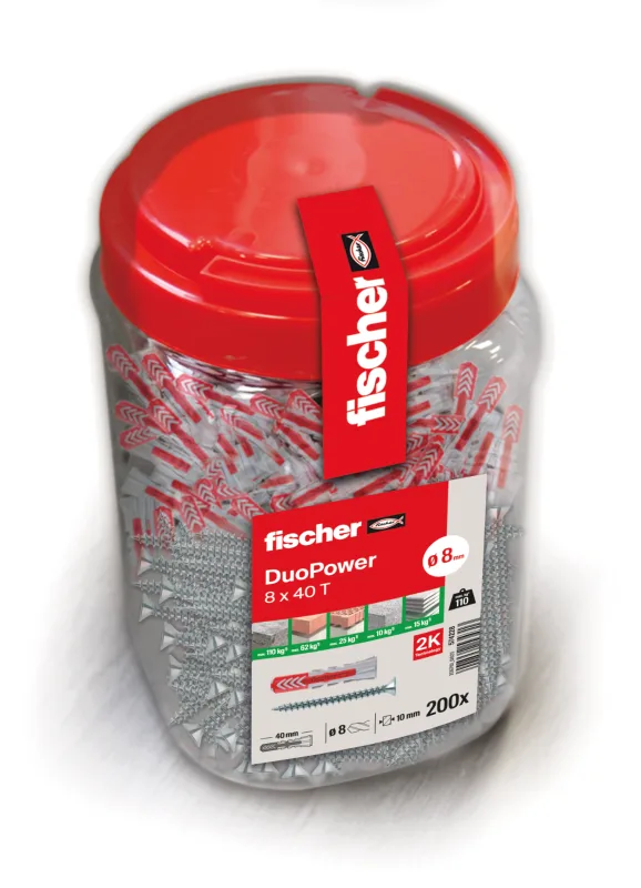 Cubo de 200 tacos y tornillos duopower de 8x40