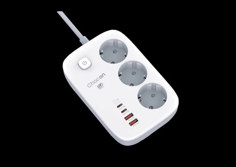 Base múltiple chacon 3 tomas +2usbc 65w+2usba 2m