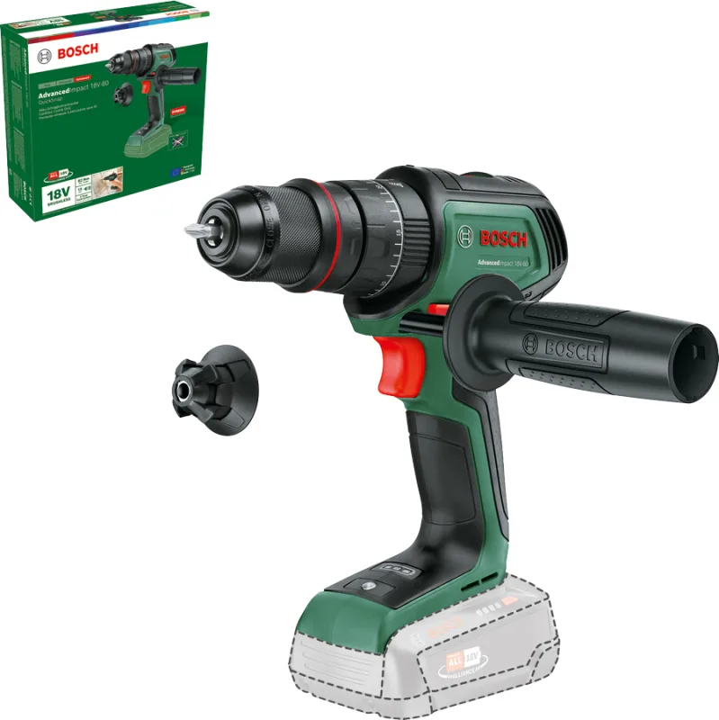 Taladro percutor a batería bosch 18v brushless - sin batería - advanceimpact 18v 80