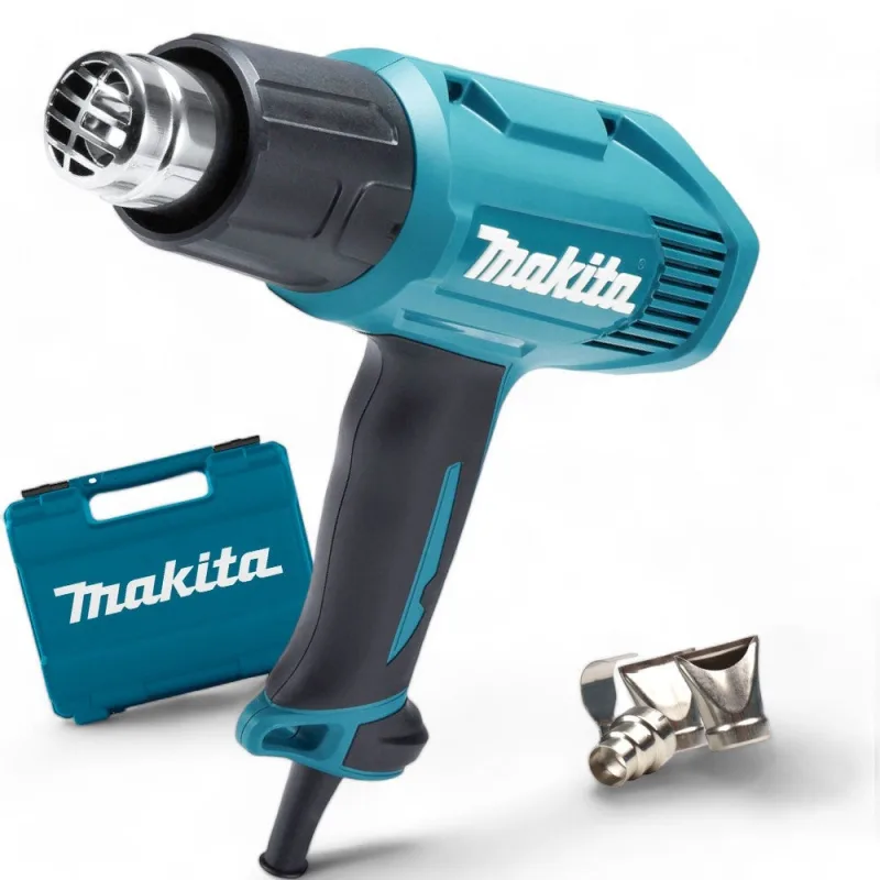 Pistola de calor makita de 1.600 w y 500 grados con accesorios y maletín