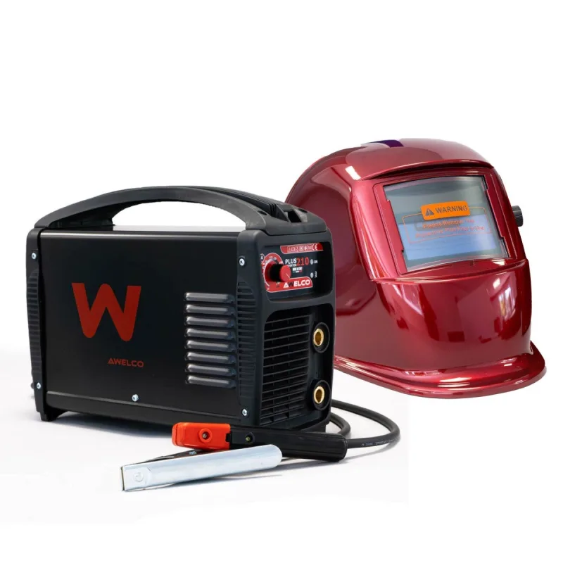 Soldadora inverter 200a mma + campana electrónica 9/13 varillas ø 1,6 a 5,0 mm awelco plus 210