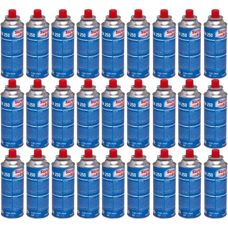 Pack 28 cartucho de gas butano superego 220g para hornillos quemadores, cartucho de gas para camping 250, bombonas