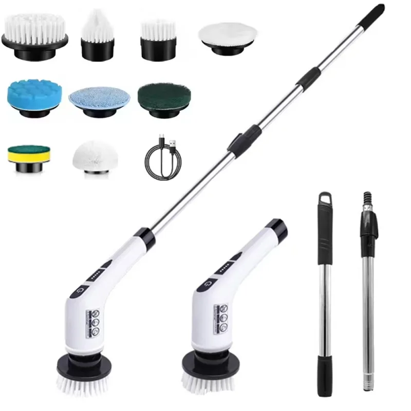 Limpiador eléctrico, cepillo de limpieza eléctrico, depurador de ducha con 9 cabezales de cepillo reemplazables
