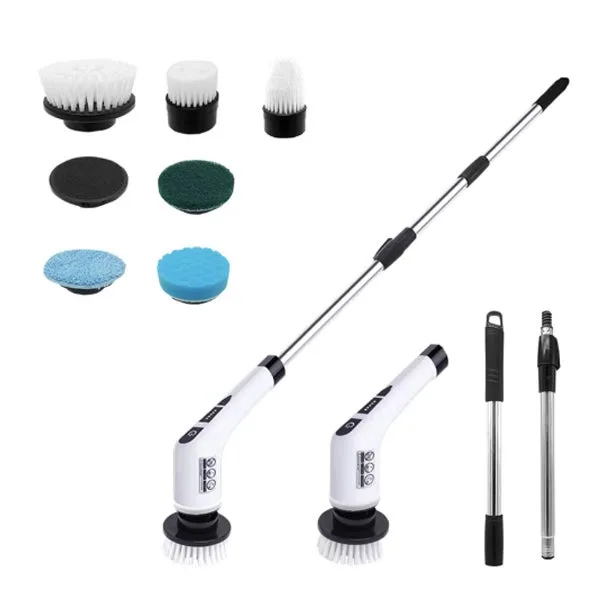 Cepillo de limpieza eléctrico para cuarto de baño con 7 cabezales de cepillo reemplazables, cepillo de limpieza power spin