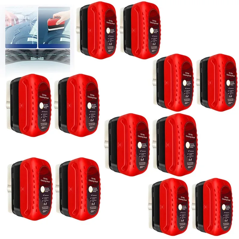 Cepillo de limpieza de película de aceite de vidrio para coche, cepillo de limpieza de película de aceite rojo y negro, 10*5*8cm 12 uds