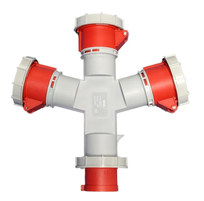 Adaptador industrial 3 tomas ip67 | 3p+n+t | 32a | 380-415v, ip67
