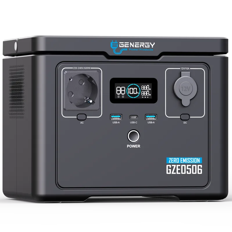 Estación energía genergy gze0506 con salida 600w – batería 512wh - carga ultrarrápida - 4000 ciclos vida útil