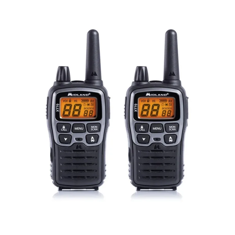 Midland xt70 two-way radios 24 canales 446.00625 - 446.09375 mhz negro, gris
