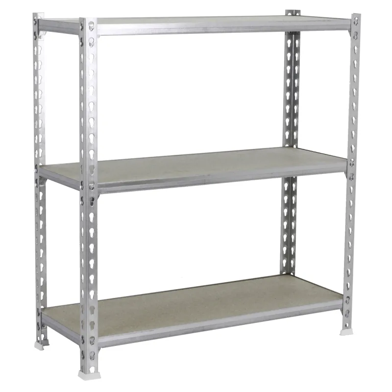 Estantería en kit de 100x110x50cm de carga máx. 200 kg por balda color galvanizado/madera