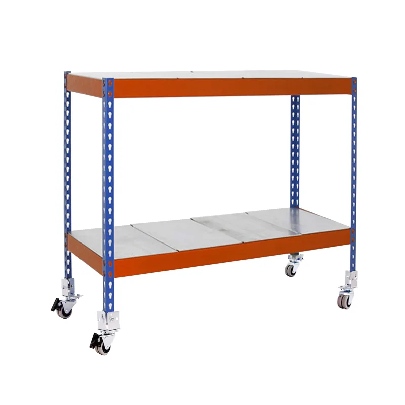 Estantería metálica sin tornillos simonrack de 2 estantes (97,5x150x75cm) azul-naranja y galvanizado