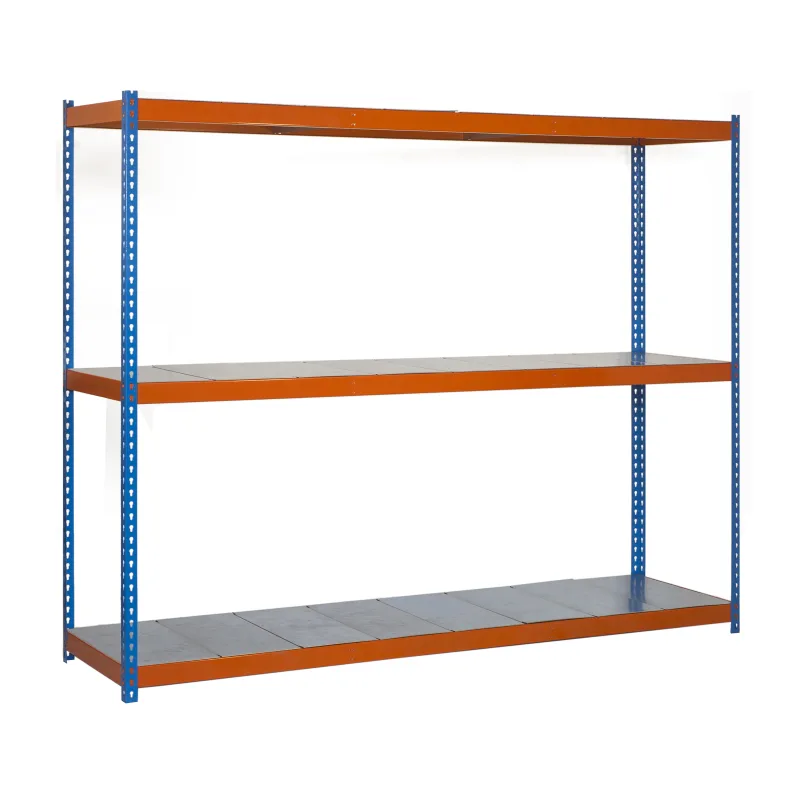 Estantería metálica sin tornillos simonrack de 3 estantes (200x210x60cm) azul-naranja y galvanizado