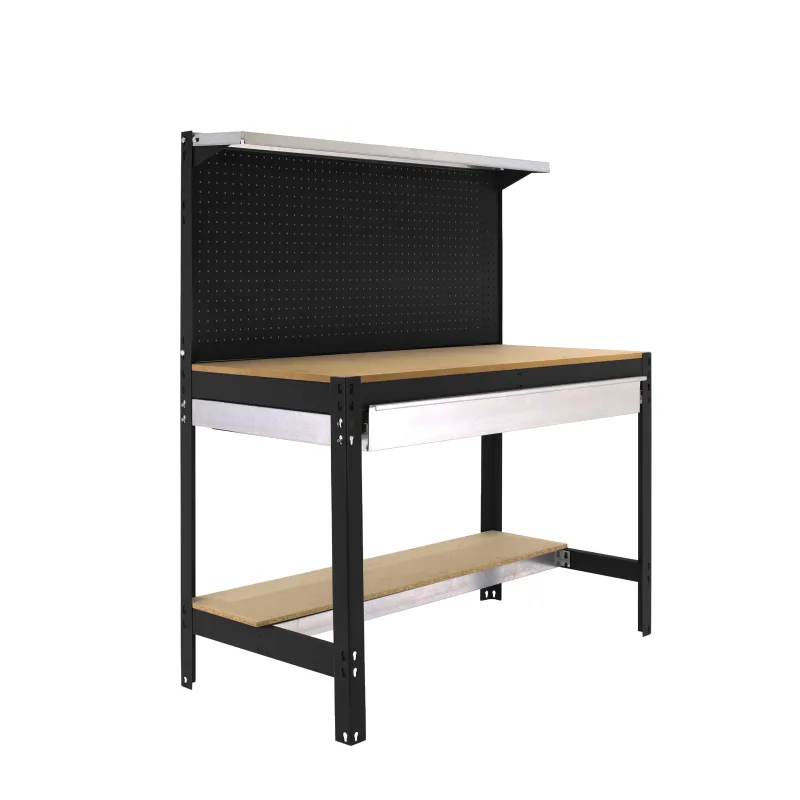 Banco de trabajo metalico de color antracita/madera con capacidad de carga de 600 kg