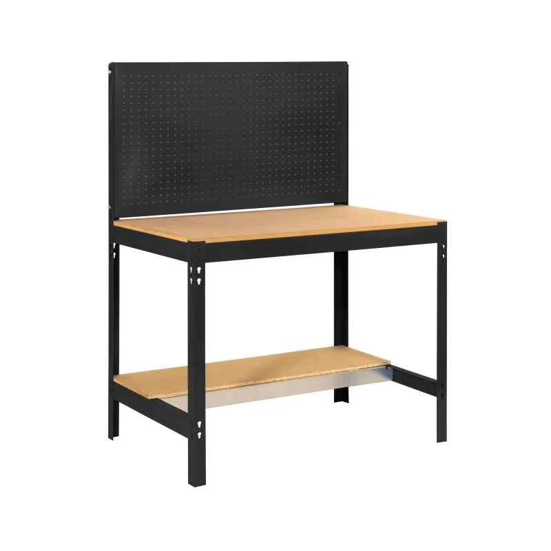 Banco de trabajo metalico de color antracita/madera con capacidad de carga de 600 kg