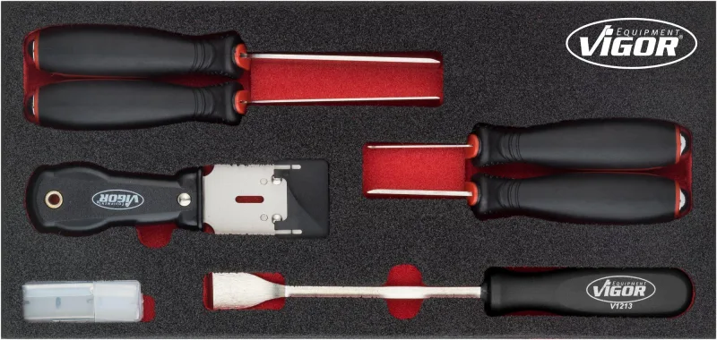 Vigor v5017 juego de raspadores ∙393 mm x 188 mm x 35 mm ∙ número de herramientas: 16
