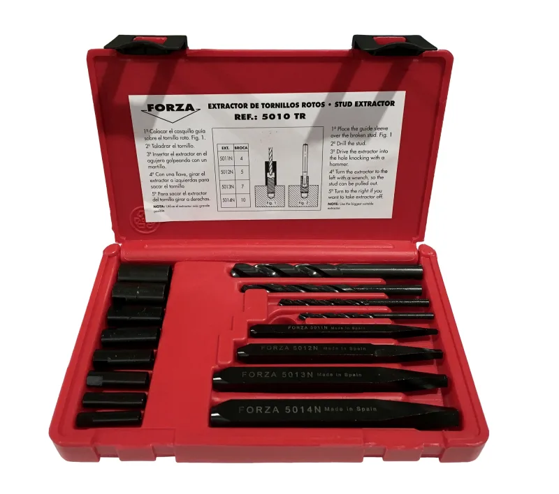Juego extractor tornillos rotos forza con brocas y guías exteriores serie 5010tr referencia 5010tr