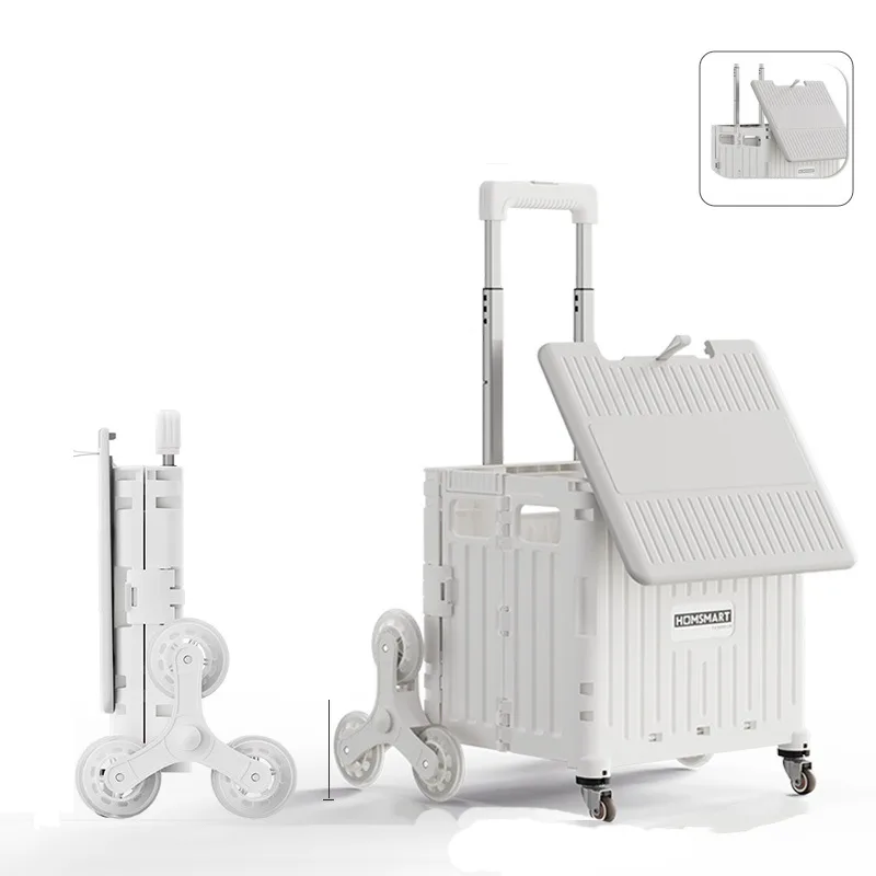 Carro plegable portátil, carro de compra, caja de herramientas plegable, con tapa y 8 ruedas giratorias, 37,5 x 33 cm, beige