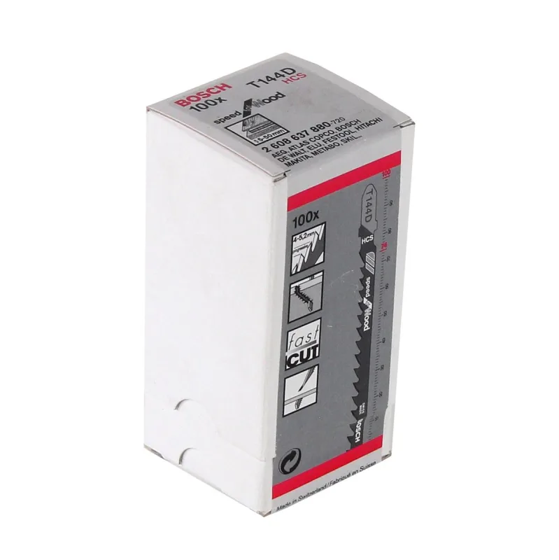 Bosch t 144 d lames de scie sauteuse pour le bois - 100 pcs. - denture latérale, pour scies sauteuses avec système de fixation en t