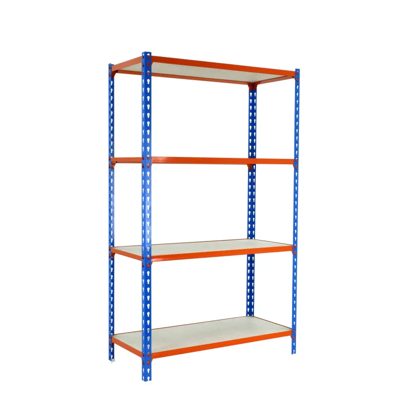 Estantería metálica en kit de 150x110x30cm y carga máx.200 kg por balda color azul/naranja/madera